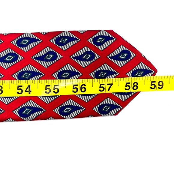 Robert Talbott Tie Vintage Paisley Teardrop Diamond Red Blue Hand Sewn USA - Picture 7 of 9